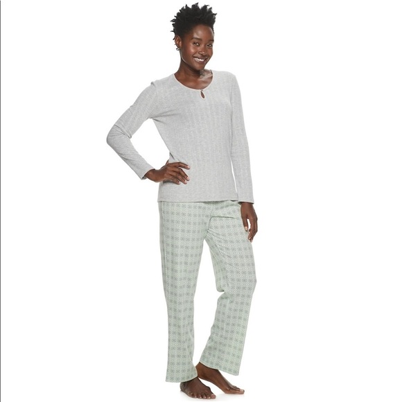 LAST ONE!! New Women’s Croft & Barrow 2 Piece Pajama Set Mint Geo Size Small - Picture 1 of 14